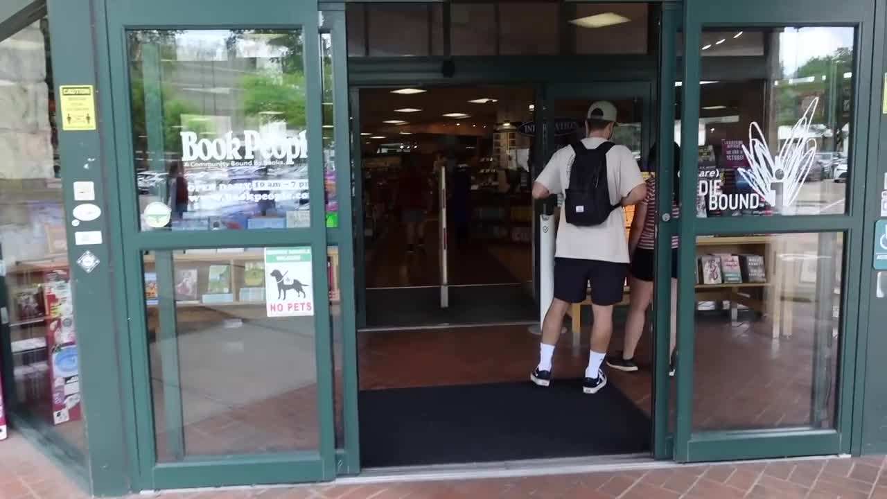 Bookshelves filled with a wide range of genres at Book People