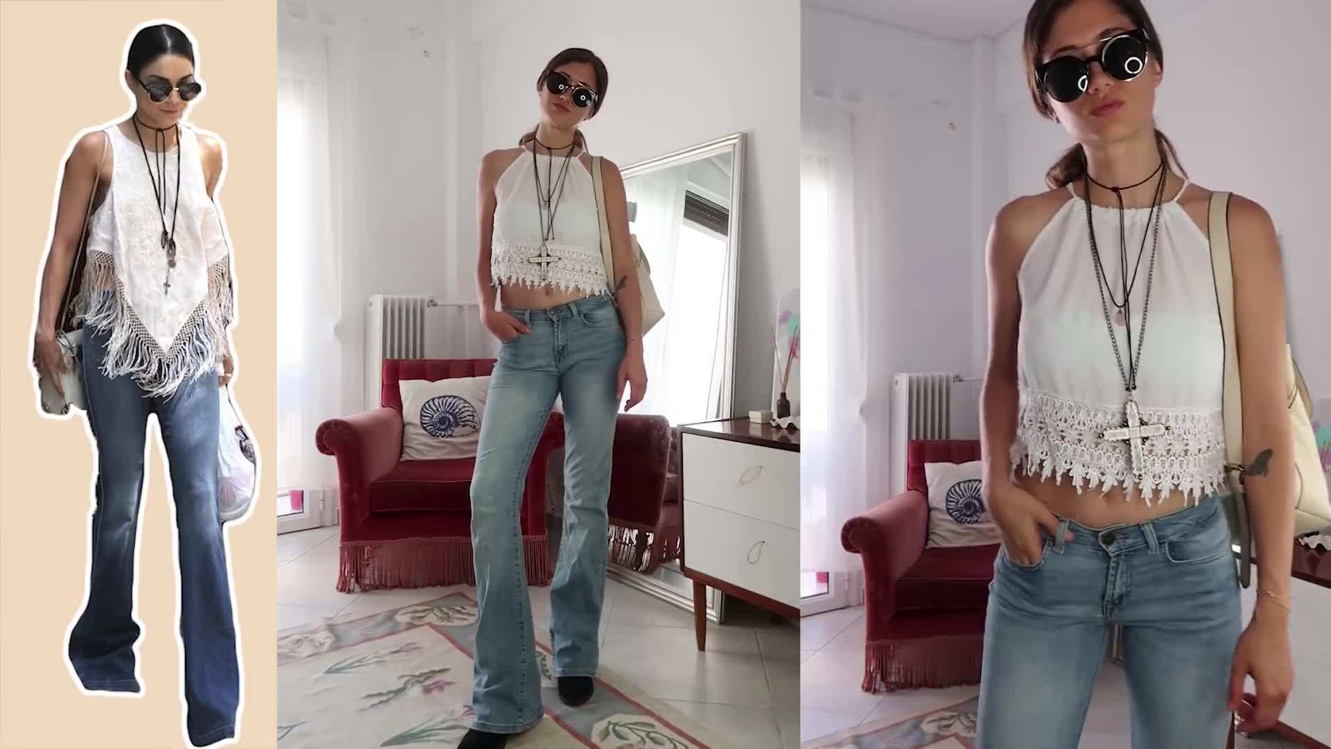 Kristen browsing through racks of thrifted dresses