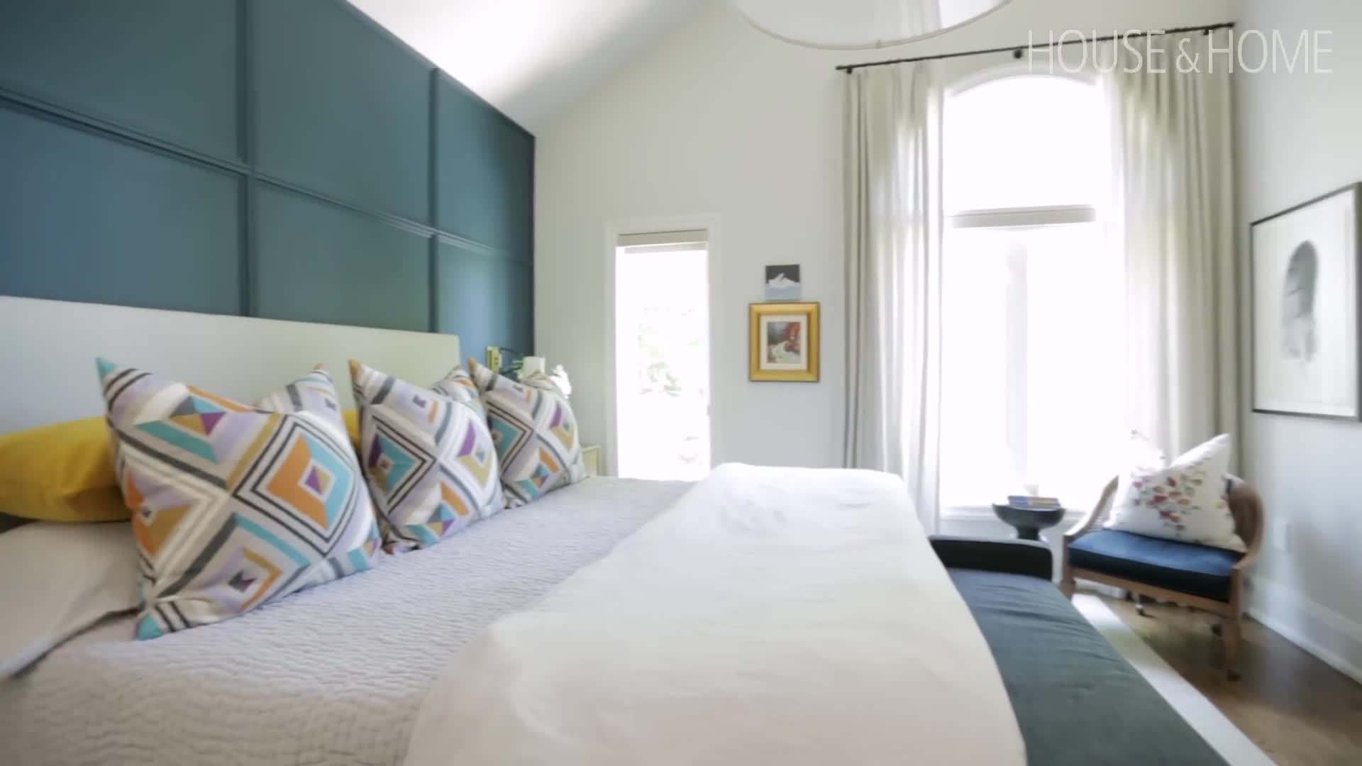 Upholstered Headboard with Bold Floral Pattern