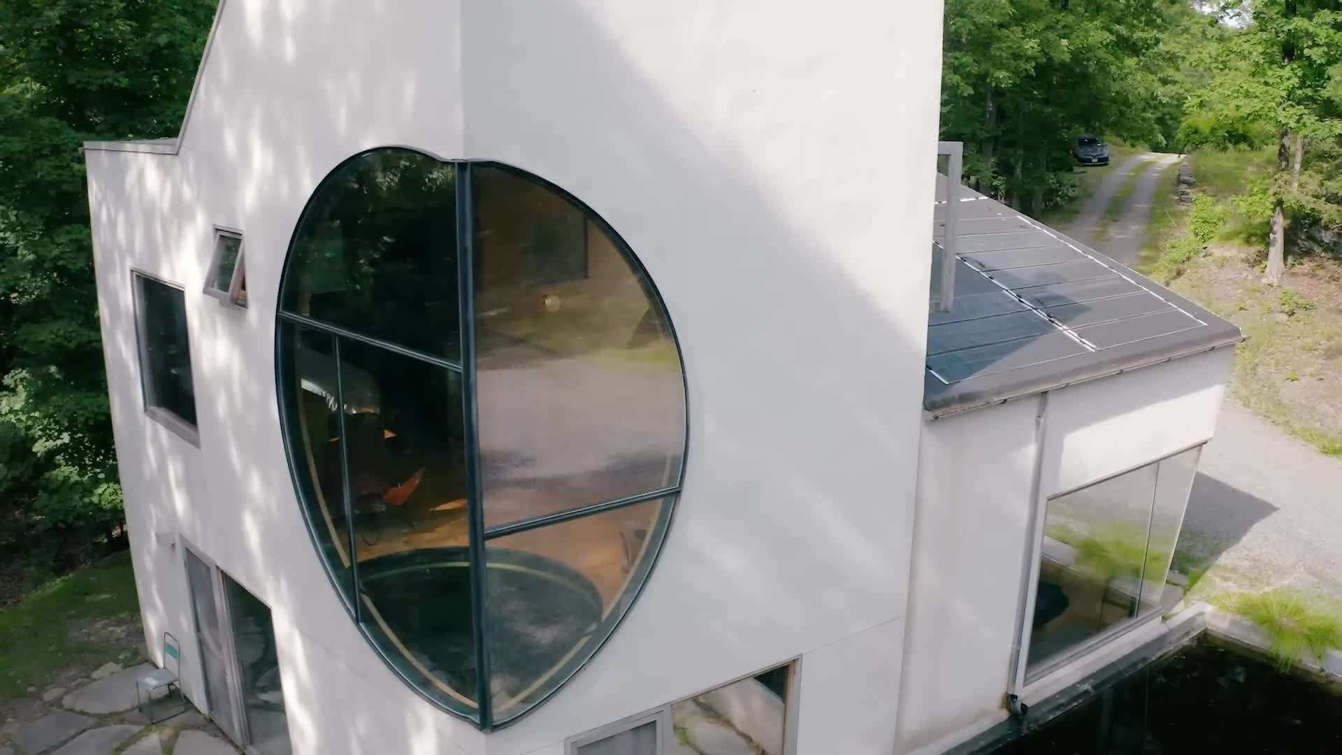 Aerial View of the Off-Grid Modern Cabin