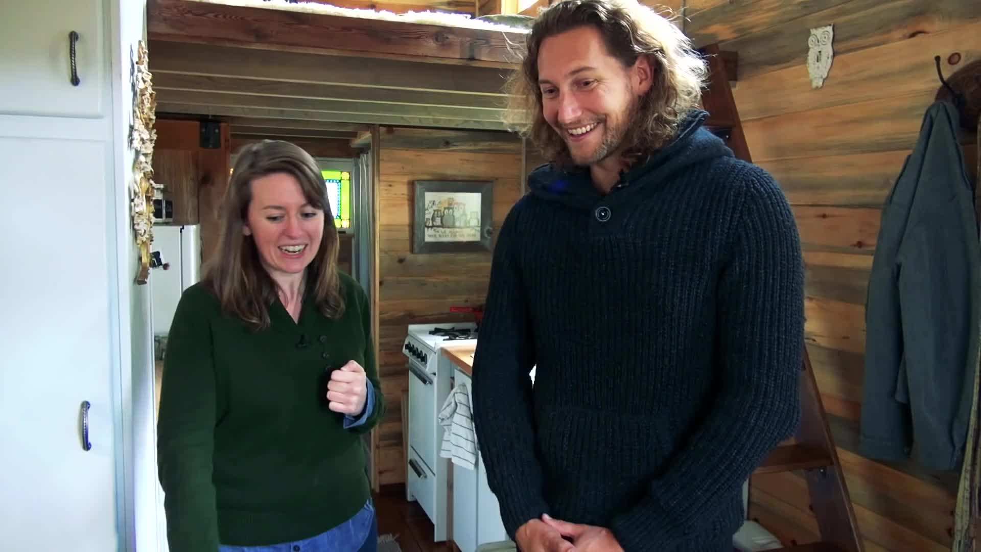 The cozy interior of the tiny house