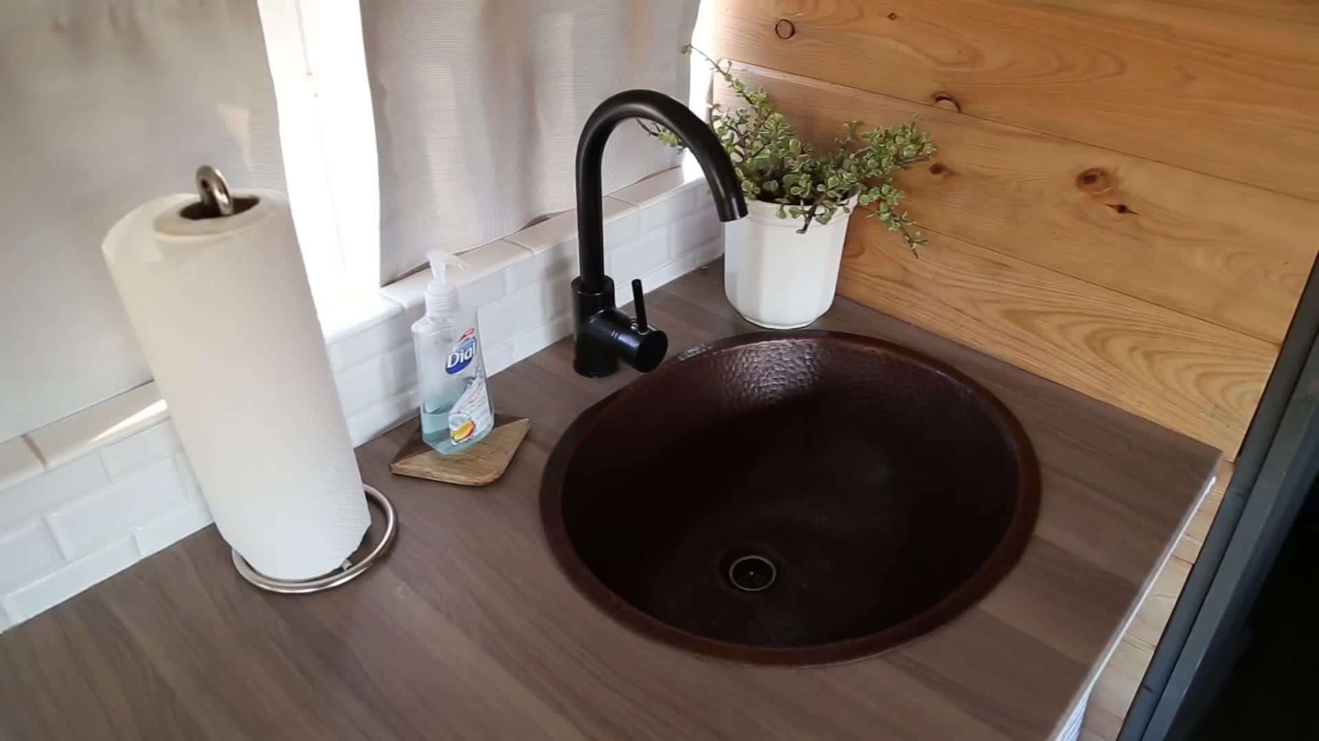 The mobile business workspace inside the bus