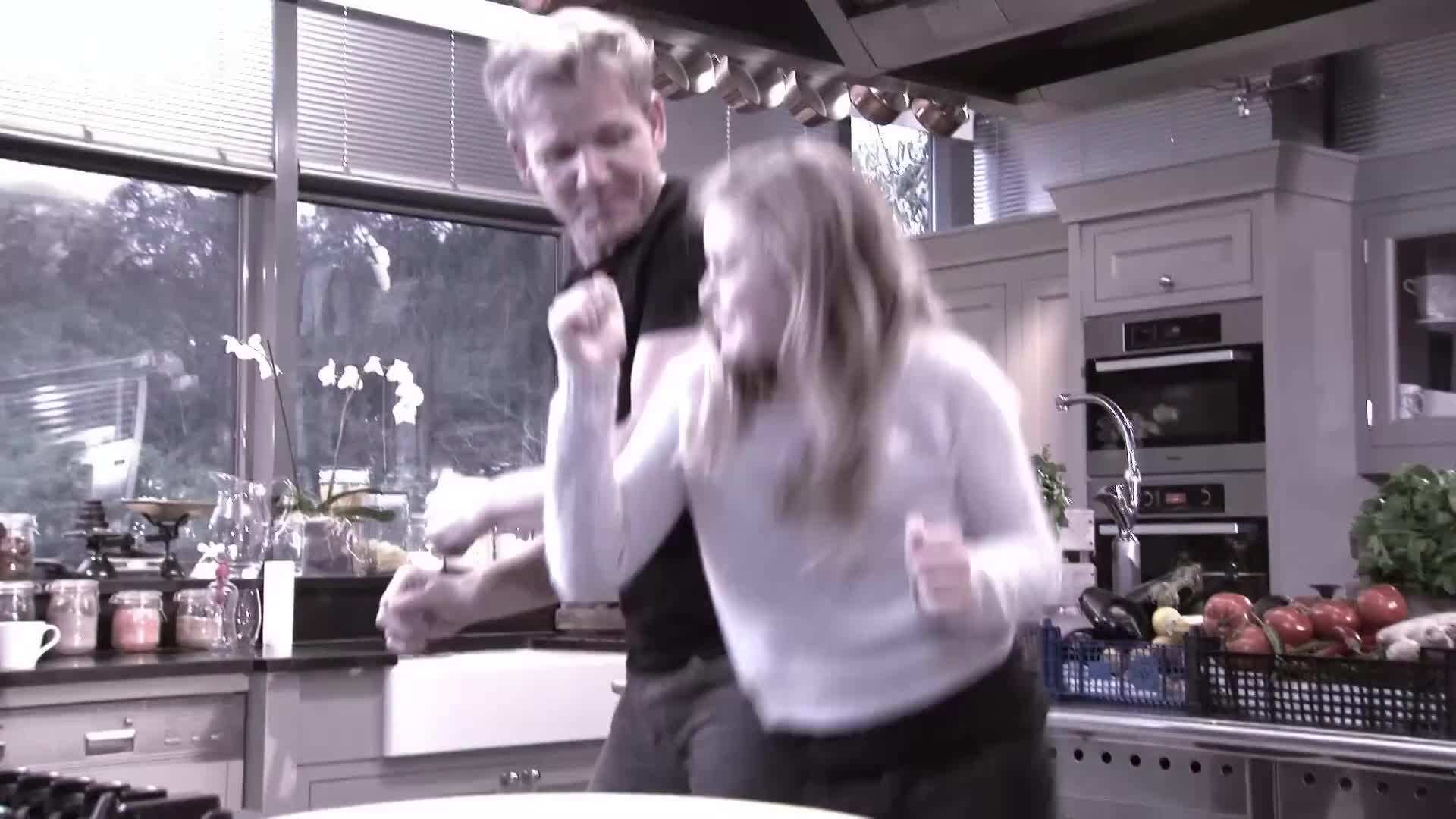 Gordon Ramsay plating an exquisite vegetarian risotto