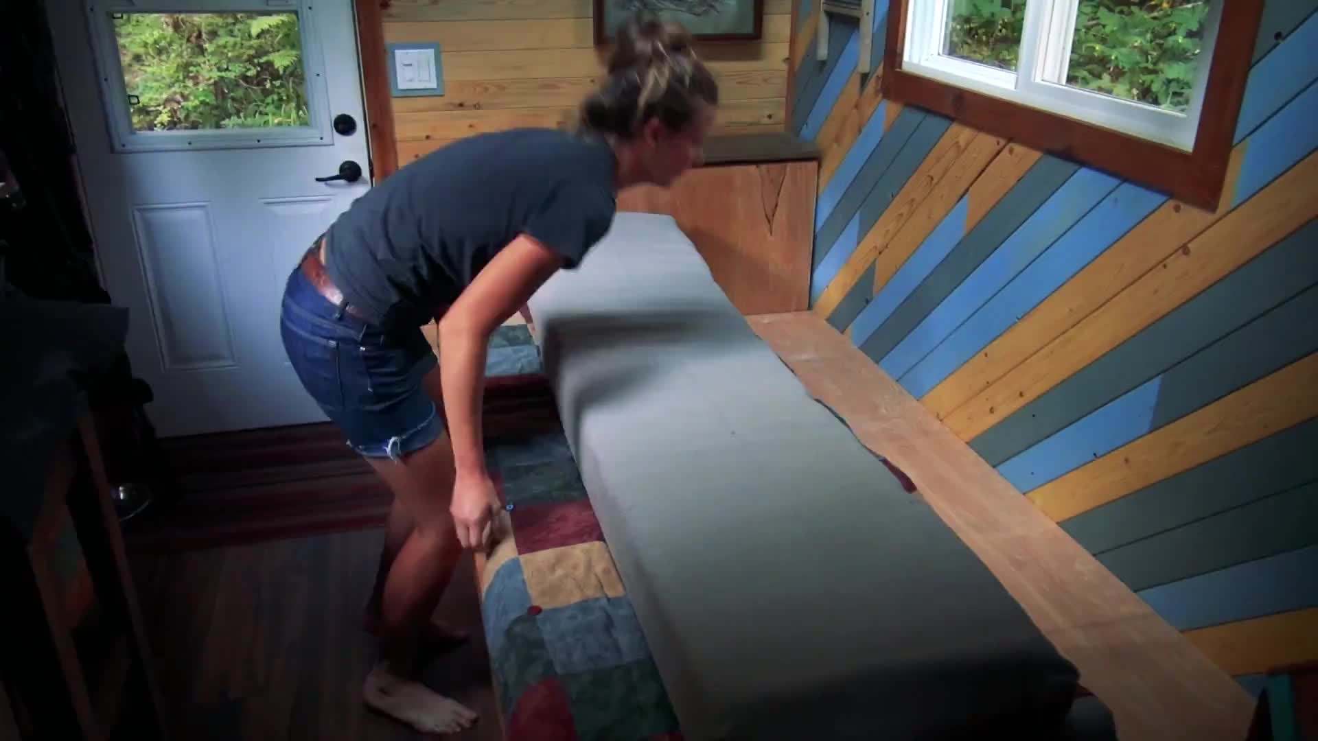 Utilizing vertical storage solutions in a tiny house