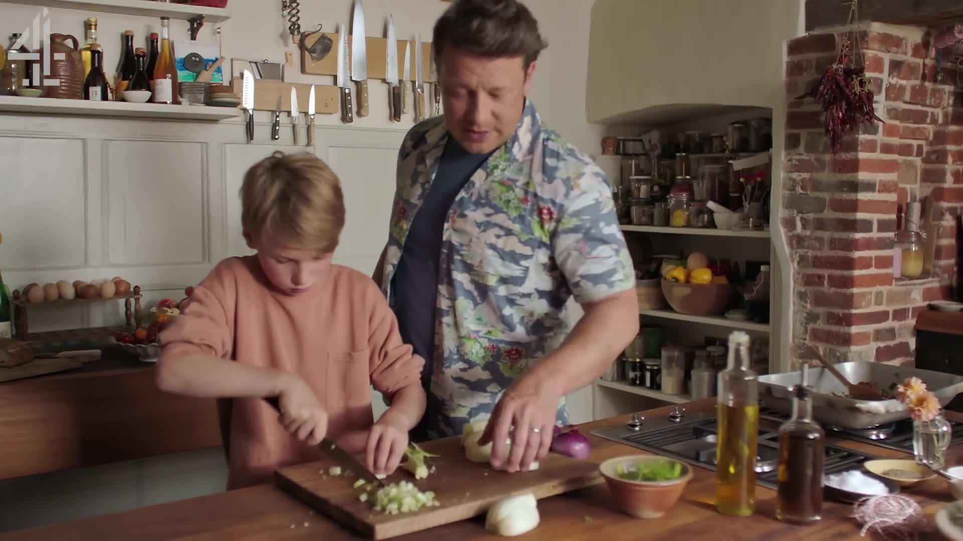 Tying the rolled lamb shoulder