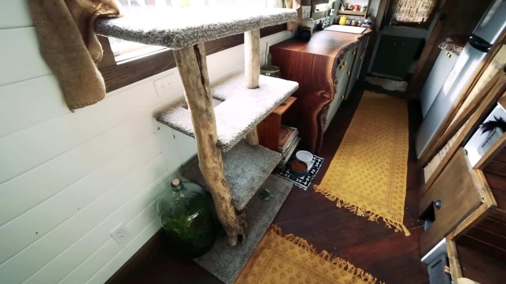 A beautiful tiny house on wheels surrounded by nature