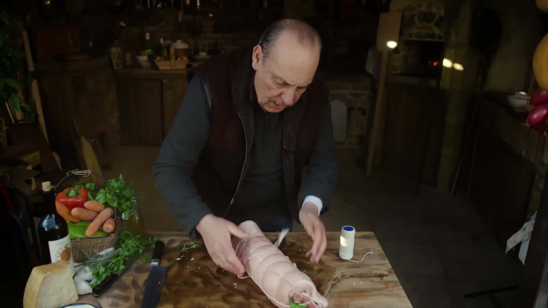 Gennaro showcasing the high-quality pork belly
