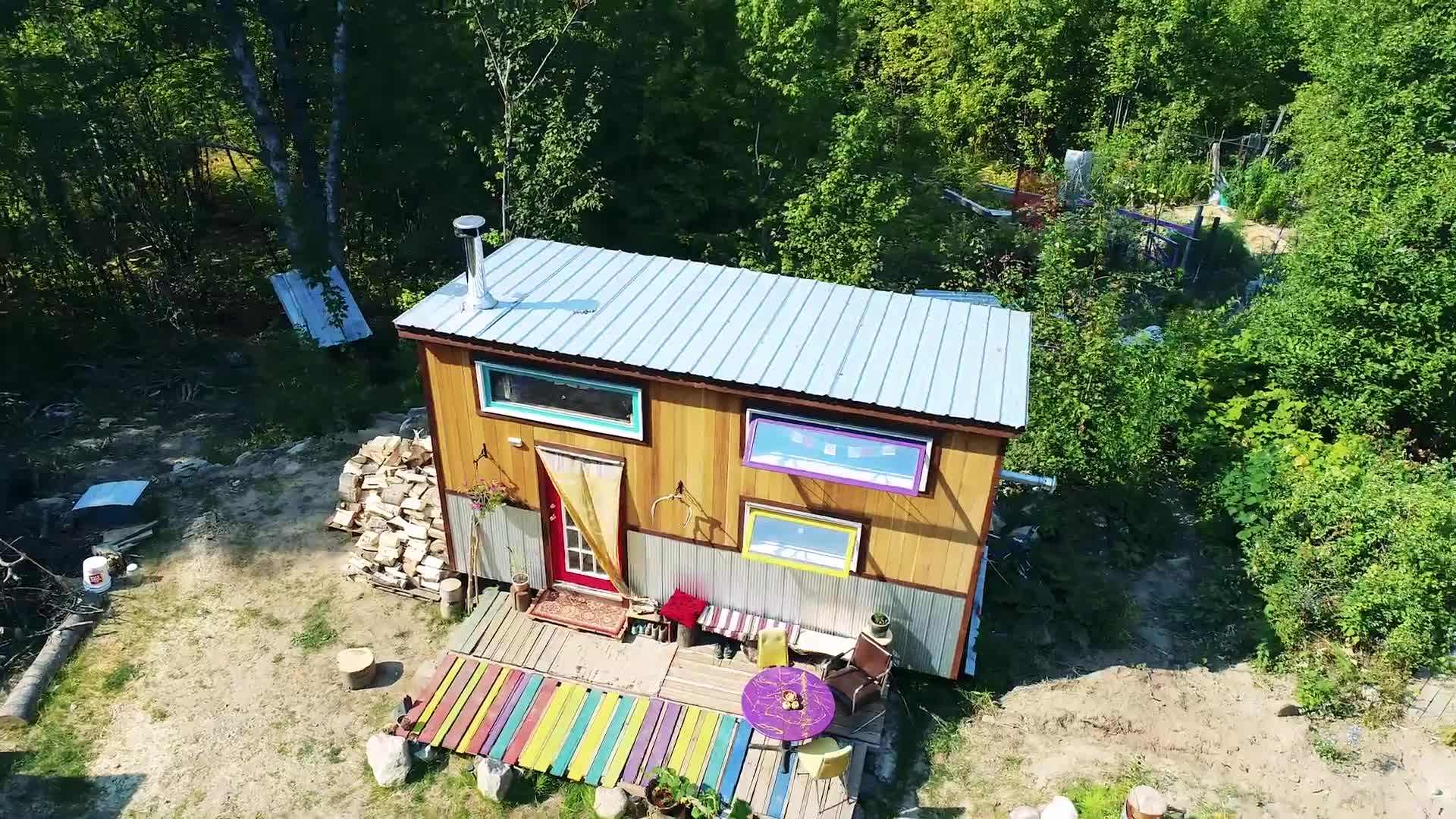 Exterior view of the couple's tiny house