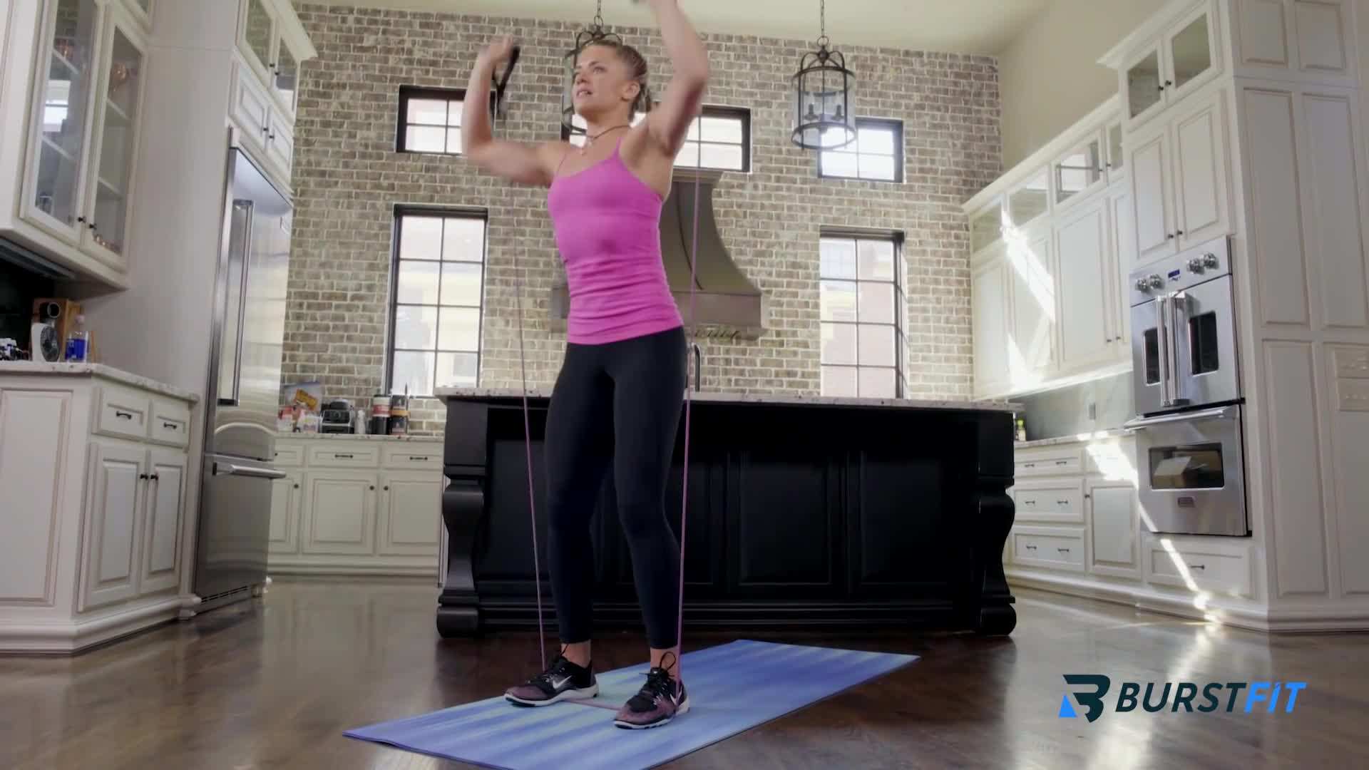 Shoulder presses with resistance bands