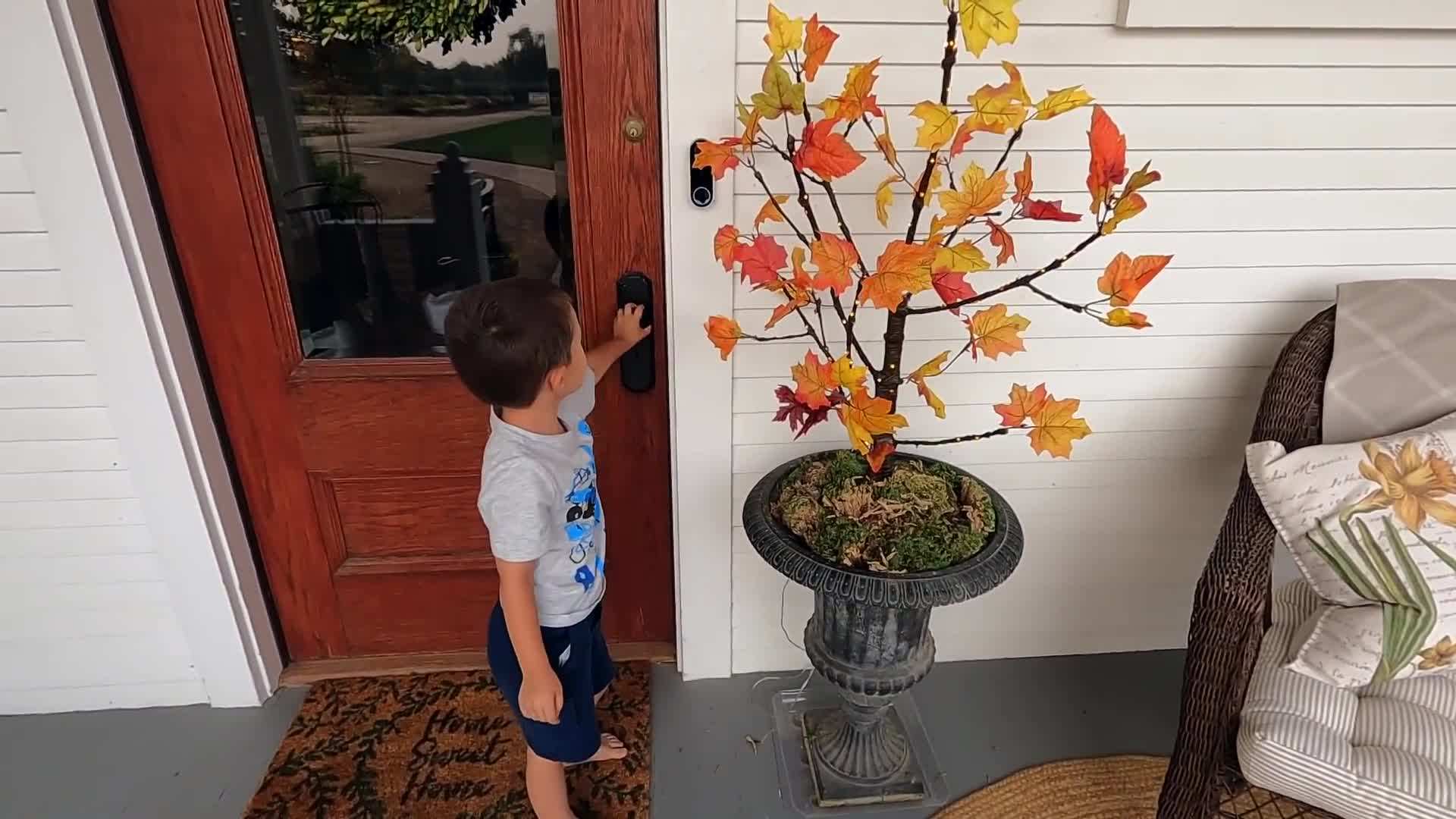 Display your fall lit branch centerpiece in your home