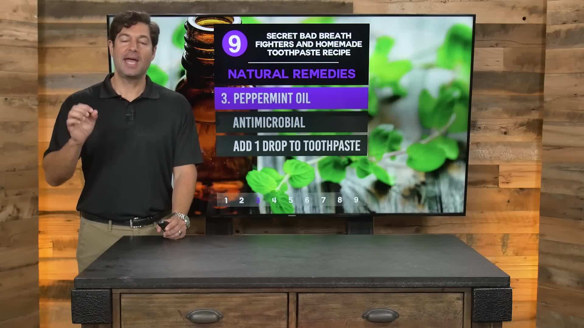 Illustration of a person using a tongue scraper