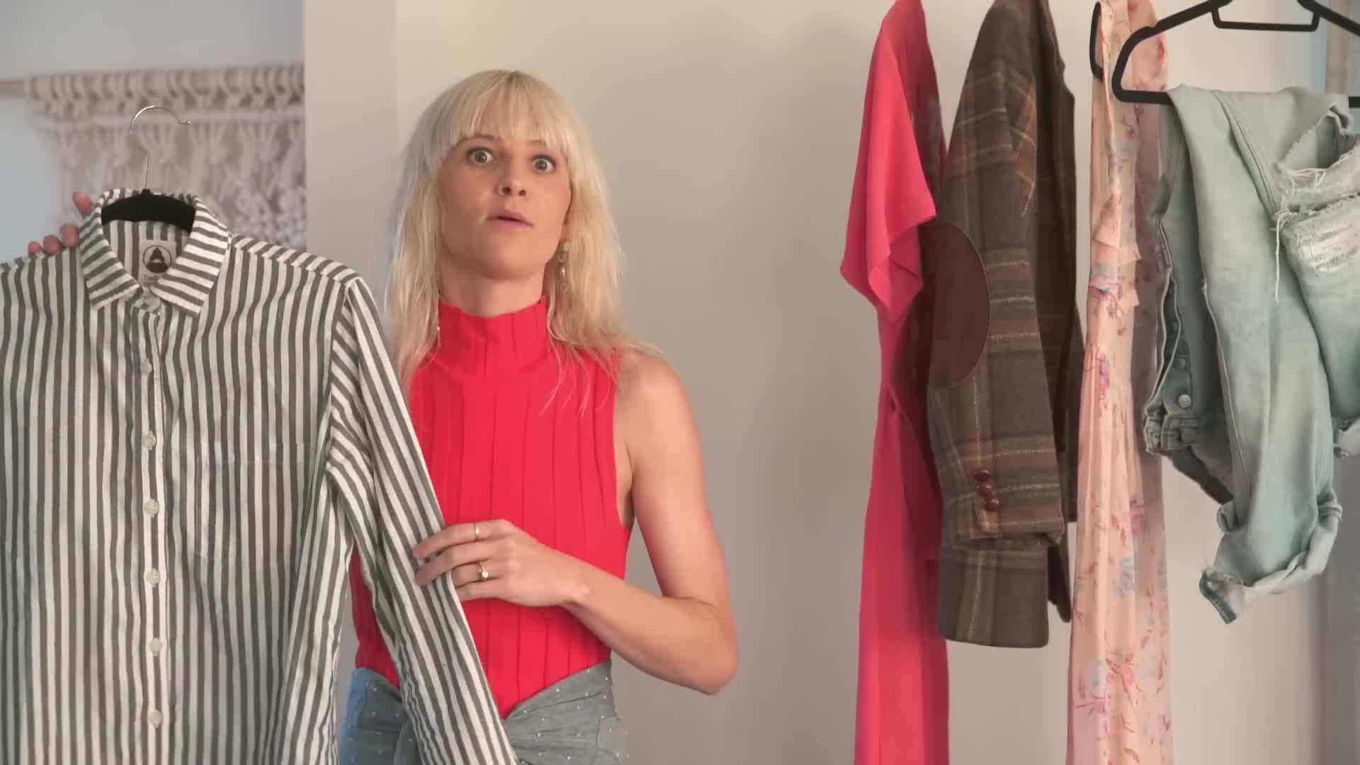 Kestrel showcasing a beautiful vintage dress she found while thrifting