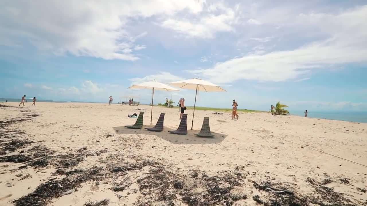 Enjoying the pristine white sand beaches of a secluded island