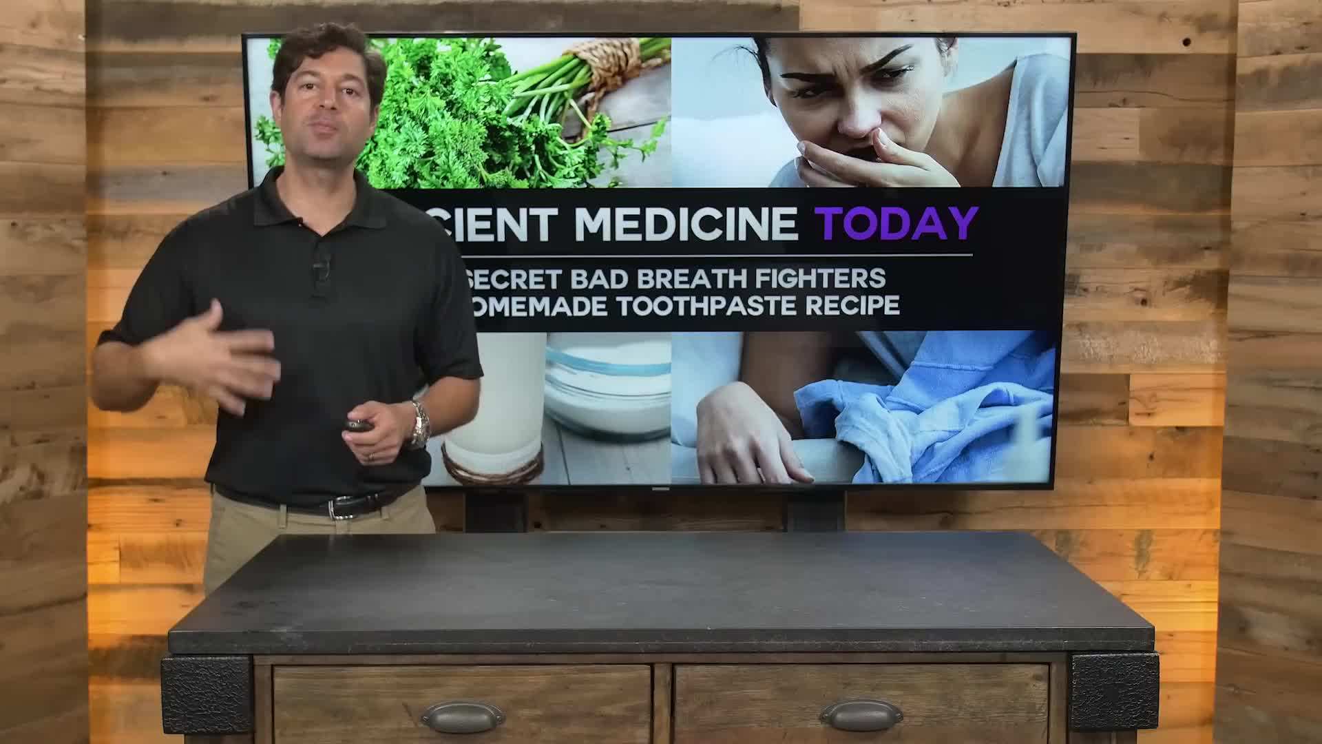 Illustration of a person using mouthwash