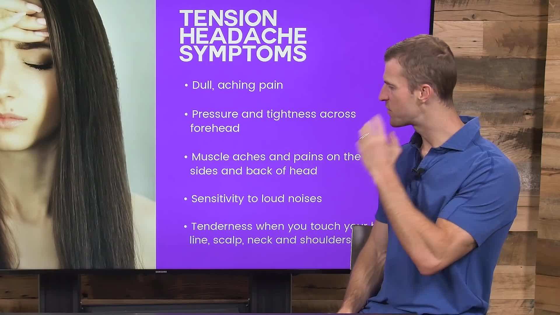 Illustration of a person with muscle tension in the neck and shoulders