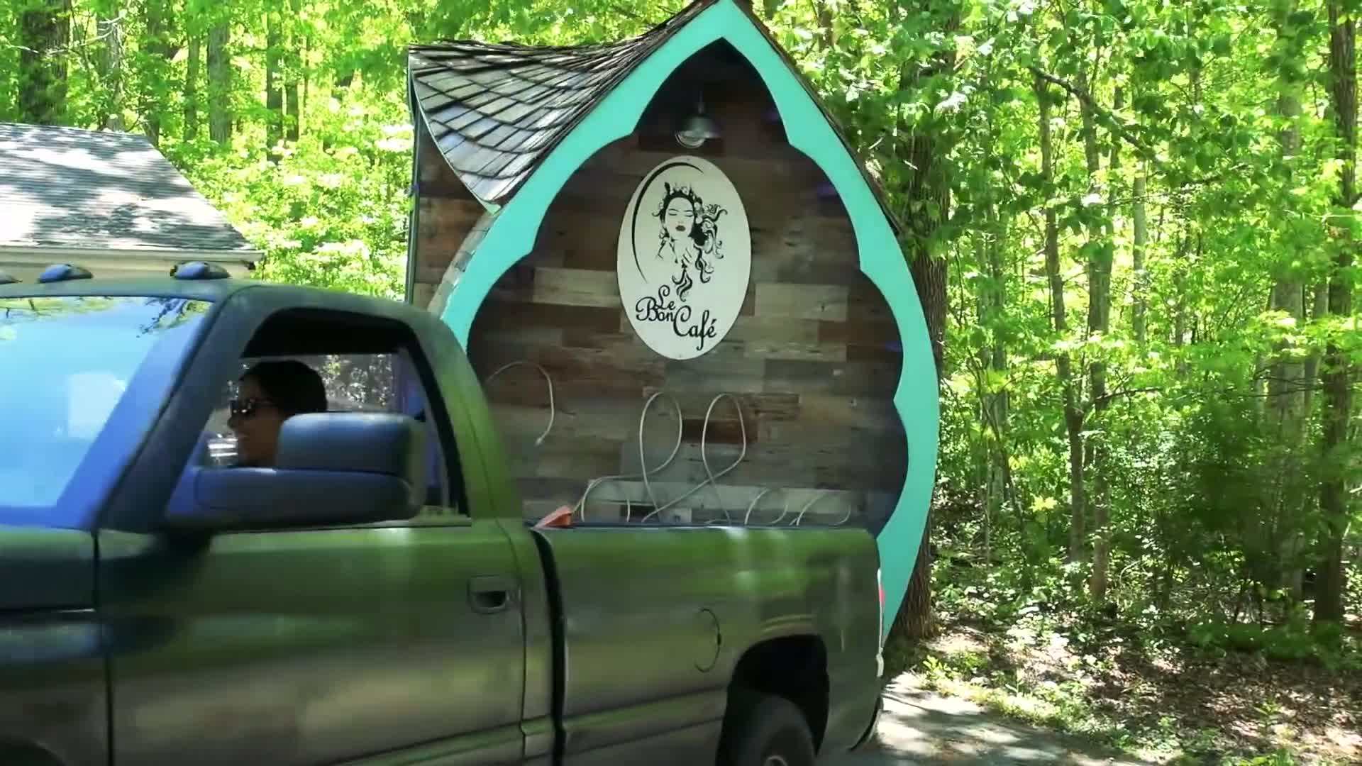 Artistic elements incorporated into the cafe's design