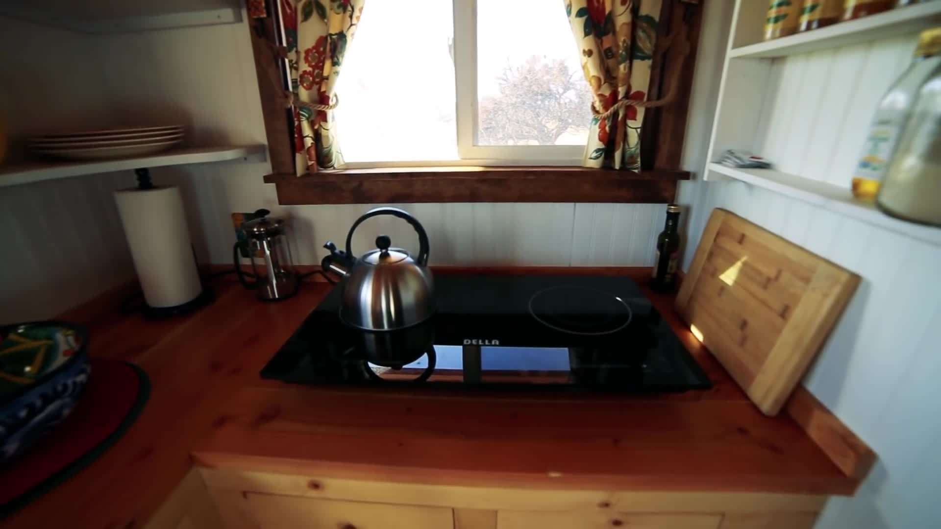 The Peacock tiny house utilizes solar panels for off-grid living