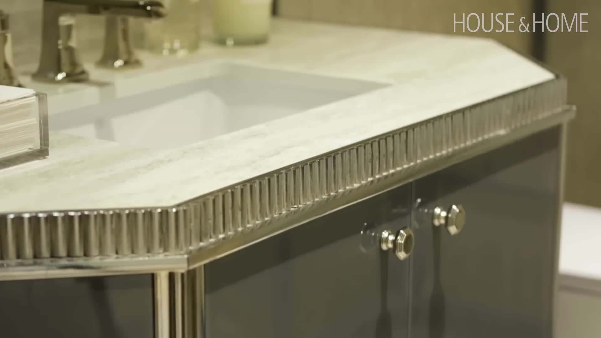 A close-up of the intricate moldings and delicate patterns