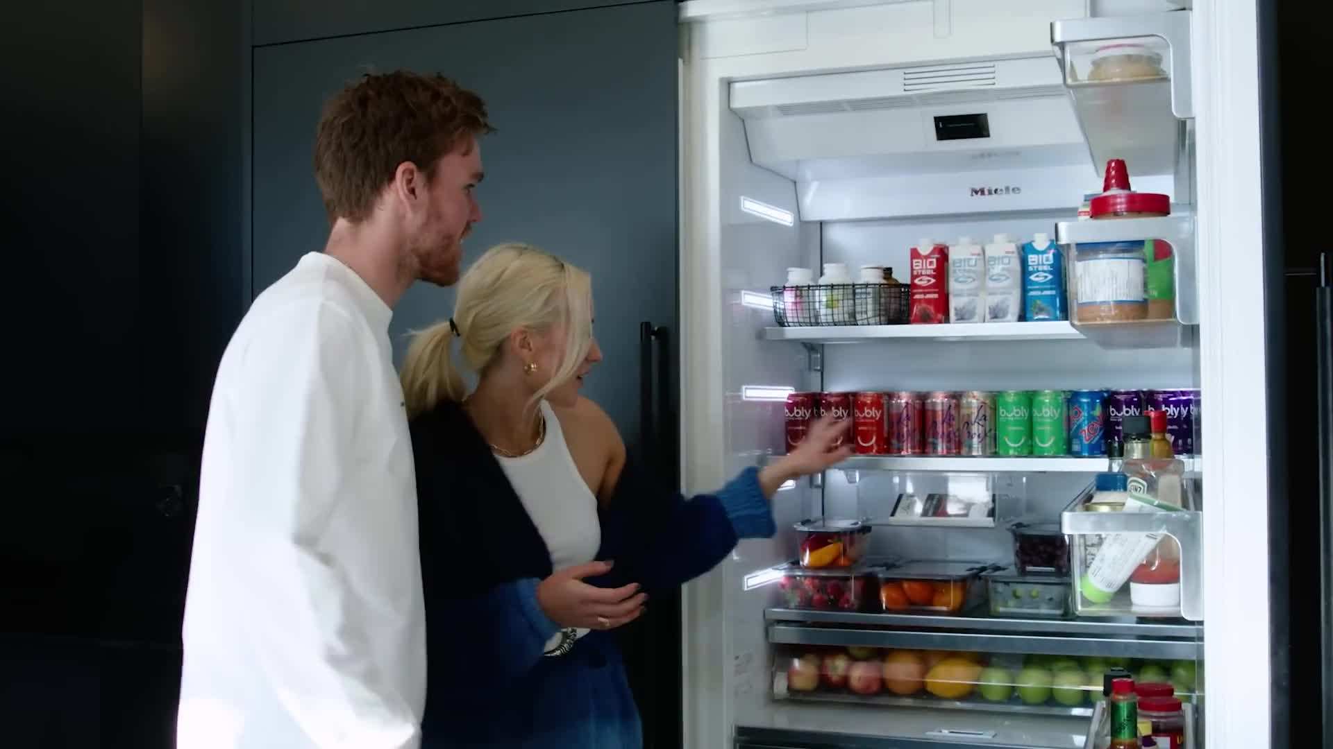 Open-concept kitchen and dining area in McDavid's home