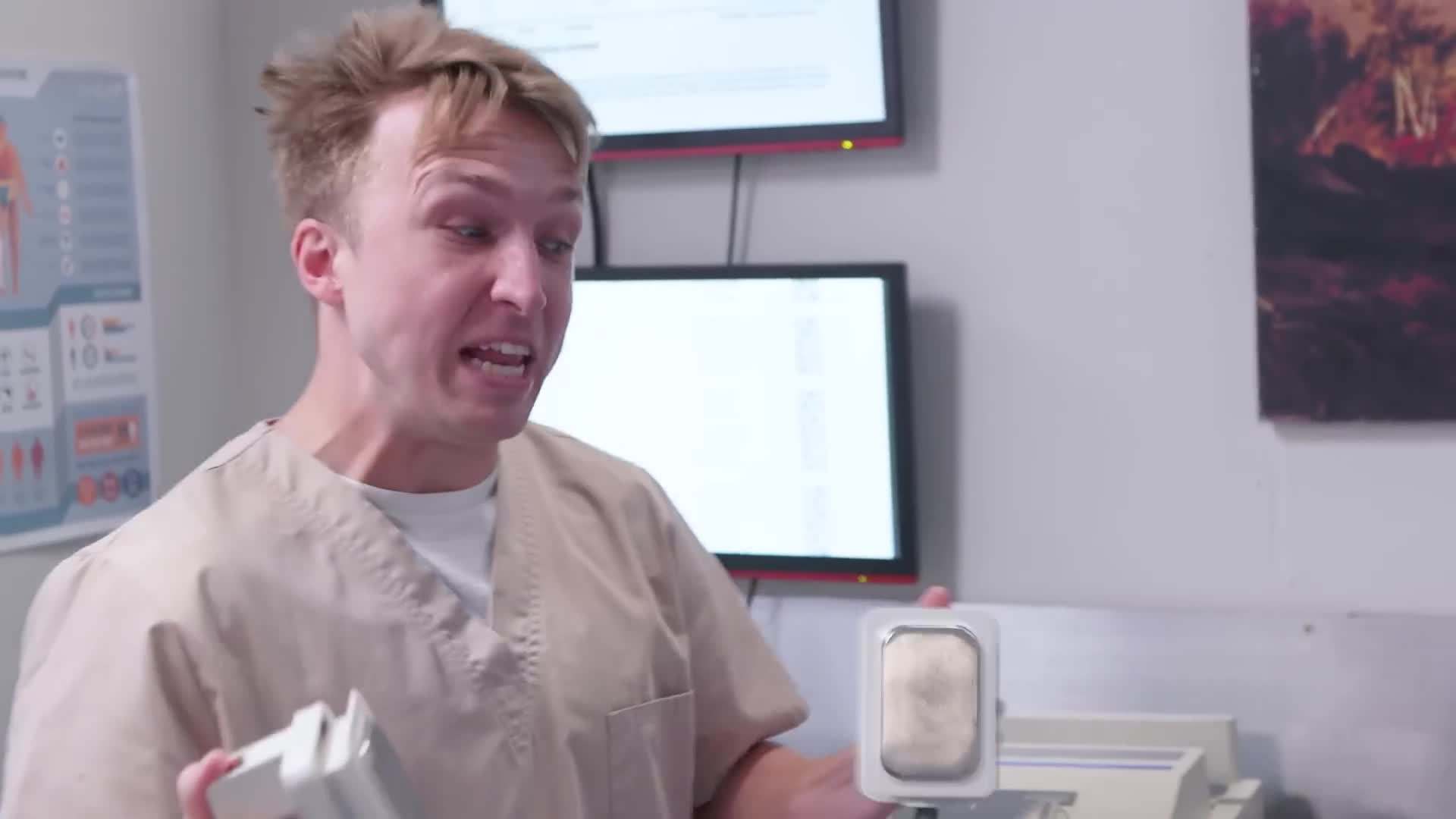 frustrated person searching medical symptoms on laptop