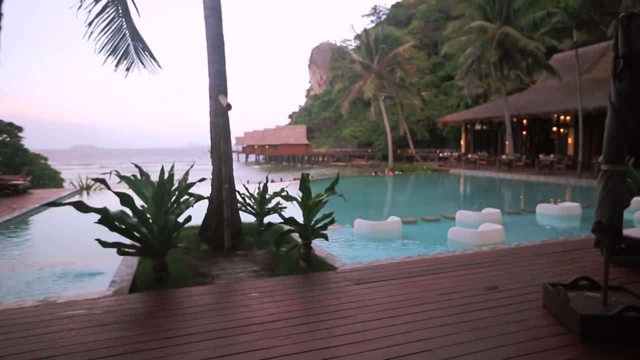 Aerial view of the private island resort