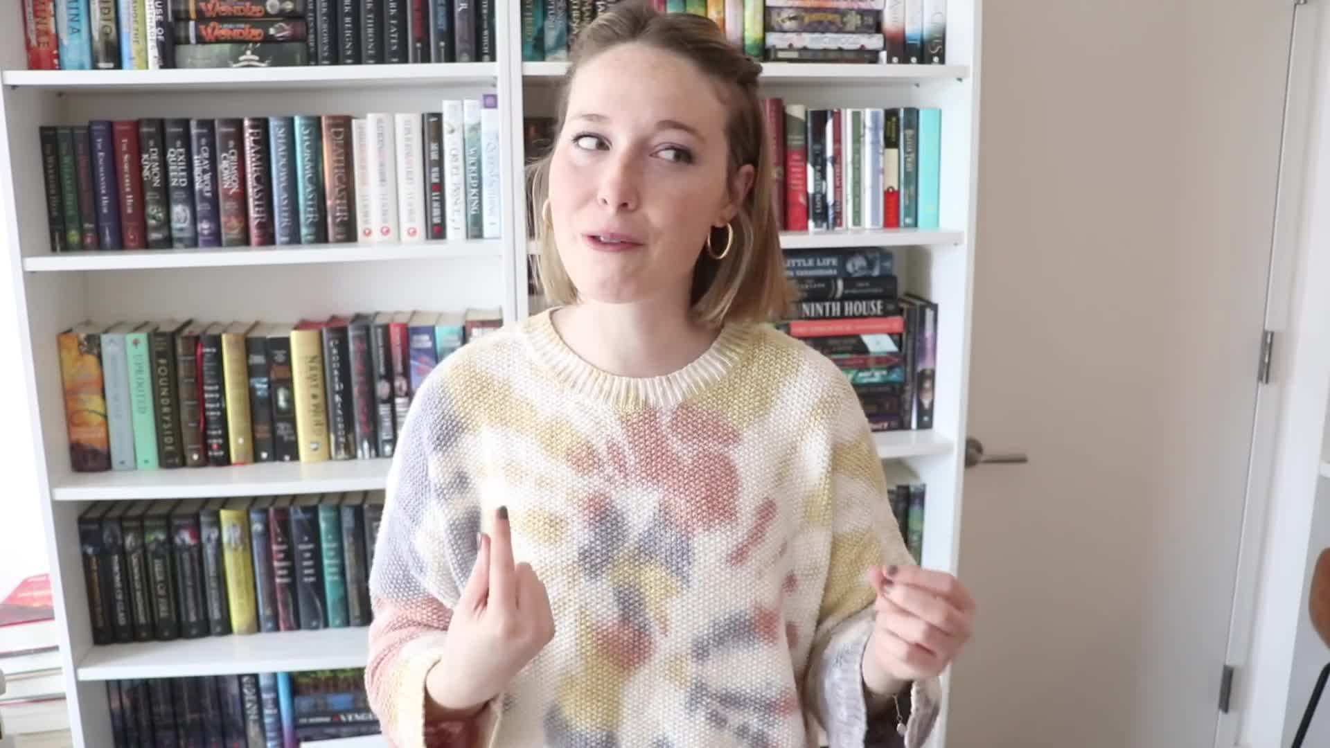 A close-up of the first book with an intriguing cover.