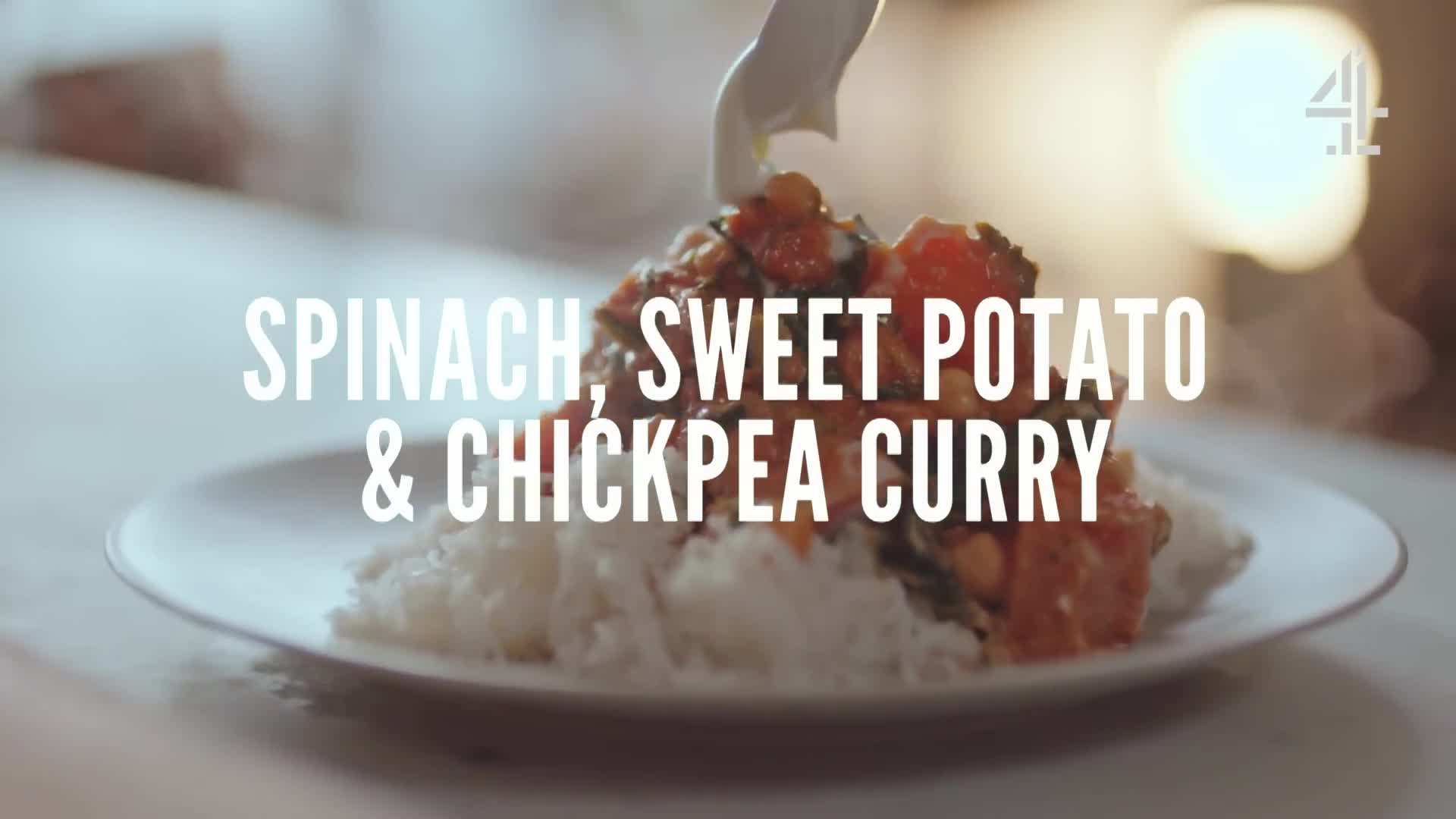 Jamie Oliver showcasing the steps of making microwave veggie curry