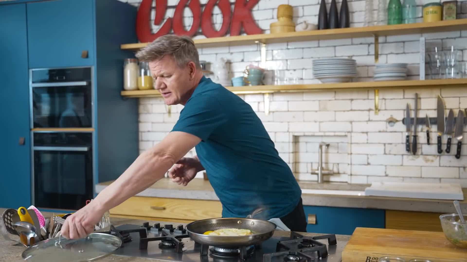 Slicing the cauliflower into steak-like pieces