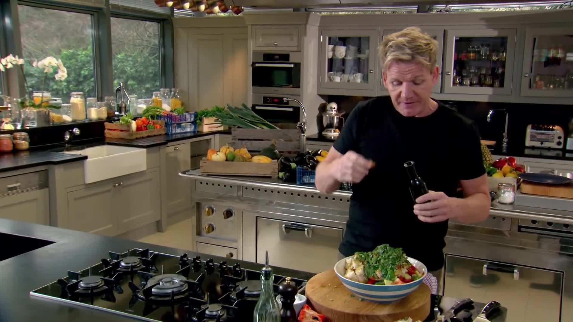 A close-up of a flavorful vegan curry prepared by Gordon Ramsay