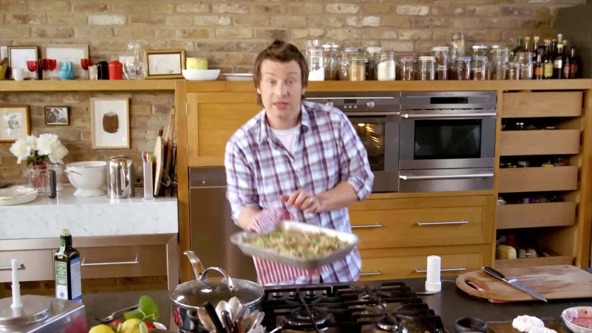 Topping the dish with breadcrumbs before baking
