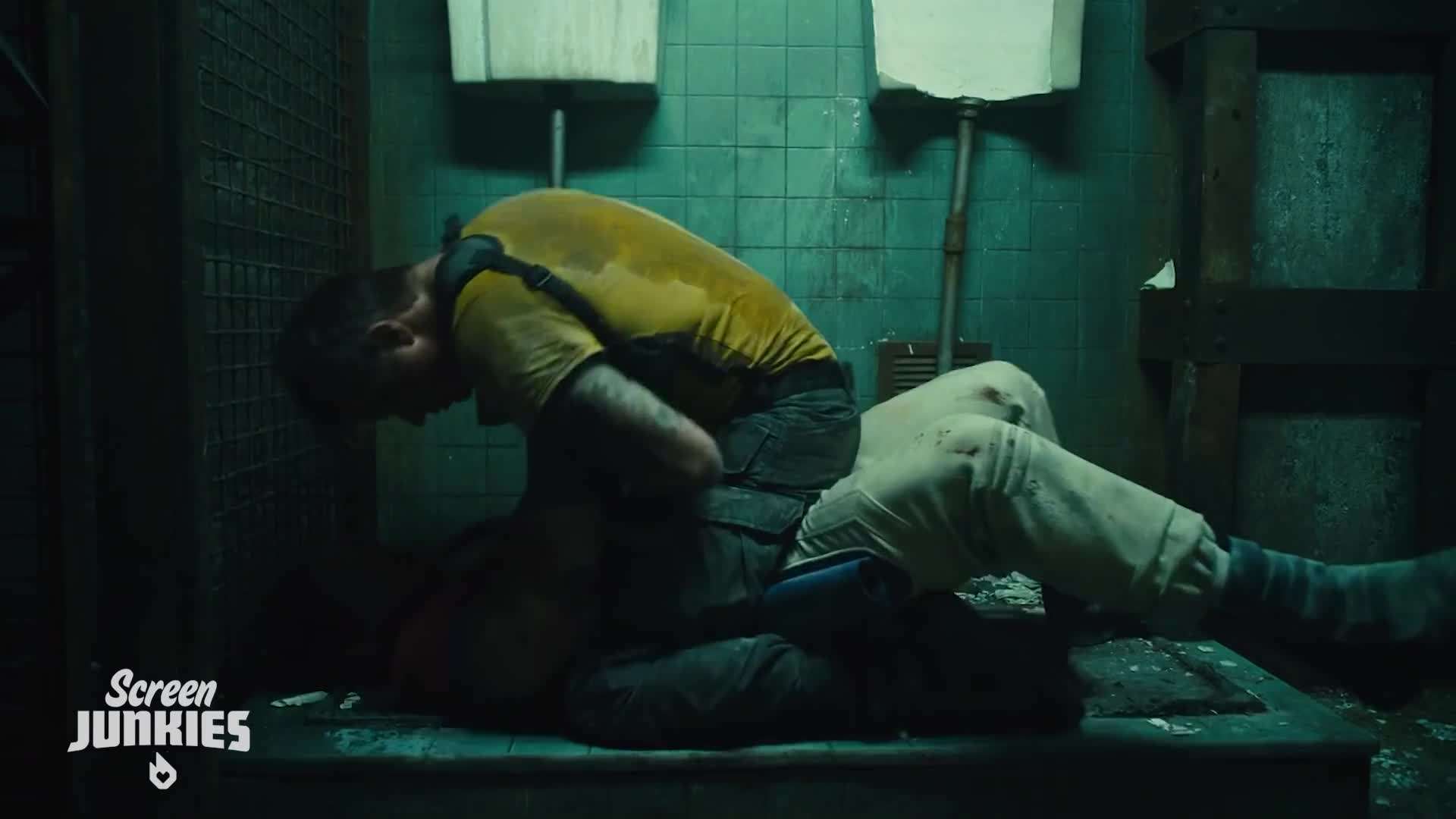 Screenshot of Harley Quinn in a daring action scene