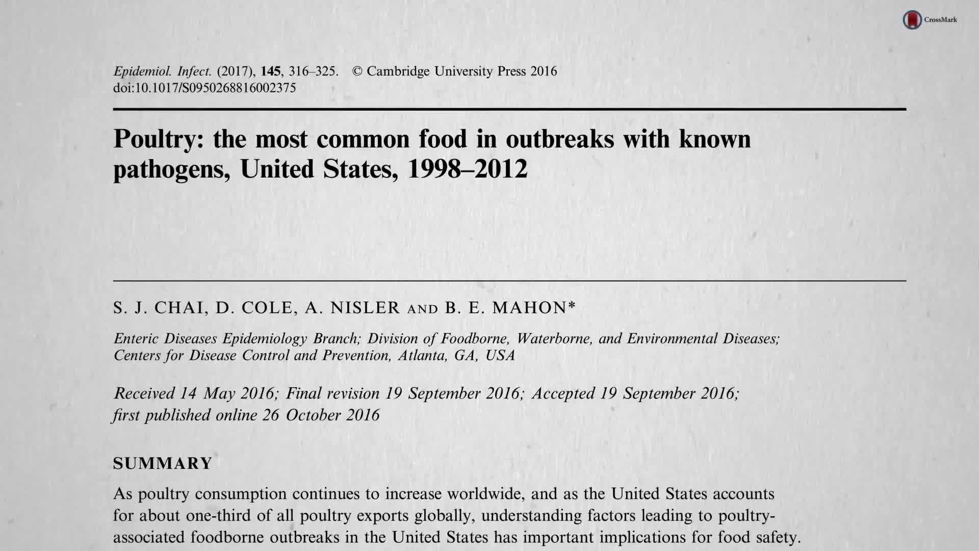 Poultry-related food-poisoning outbreaks