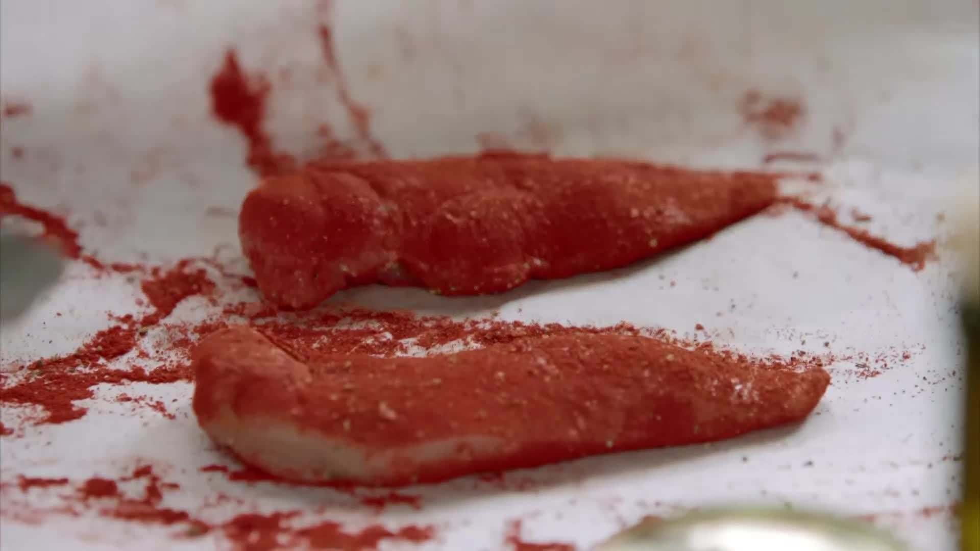 Assembly of Chicken Fajitas with Salsa and Refried Beans