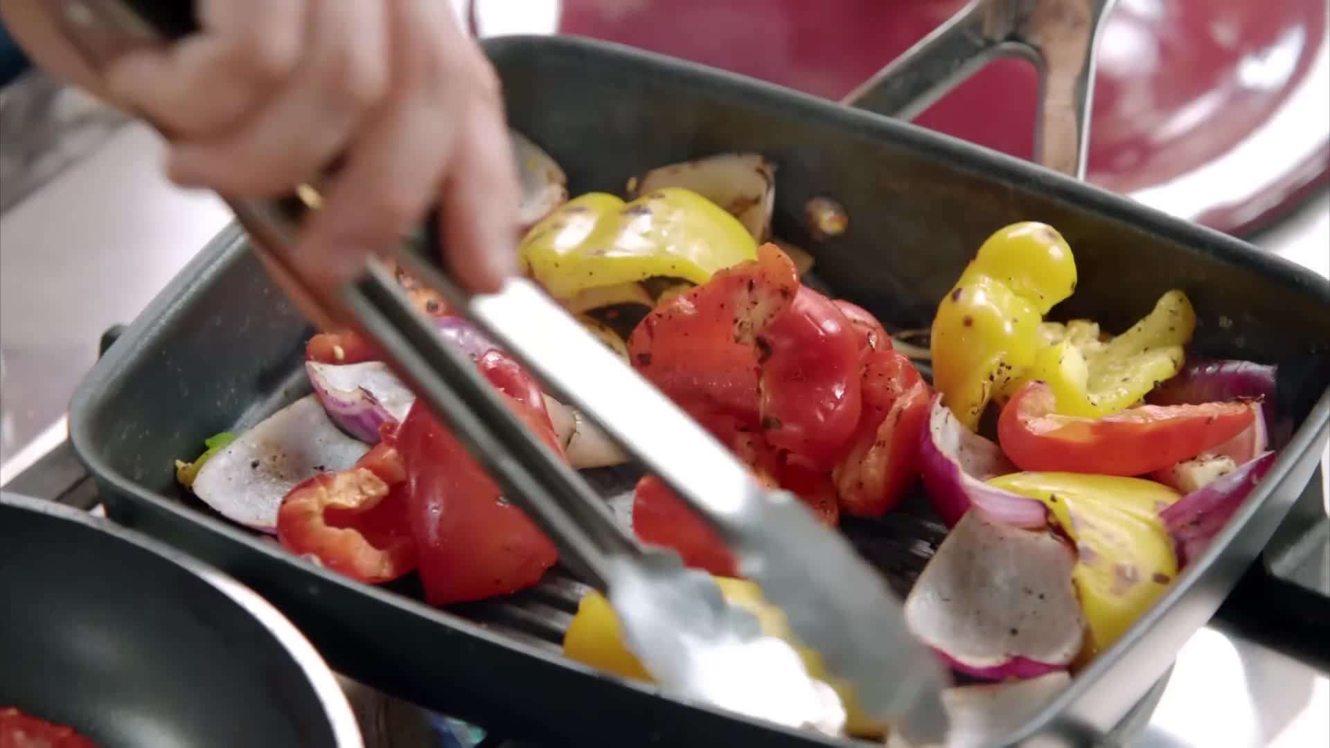 Cooking Chicken and Vegetables in Skillet