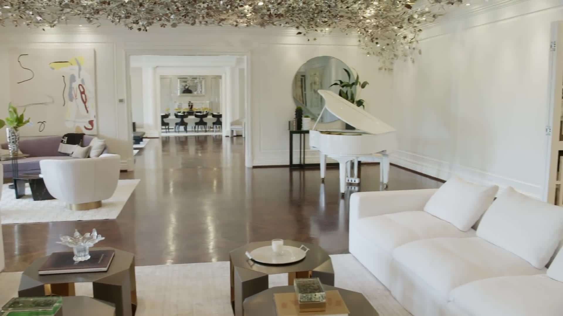 The grand ballroom with the crystal chandelier