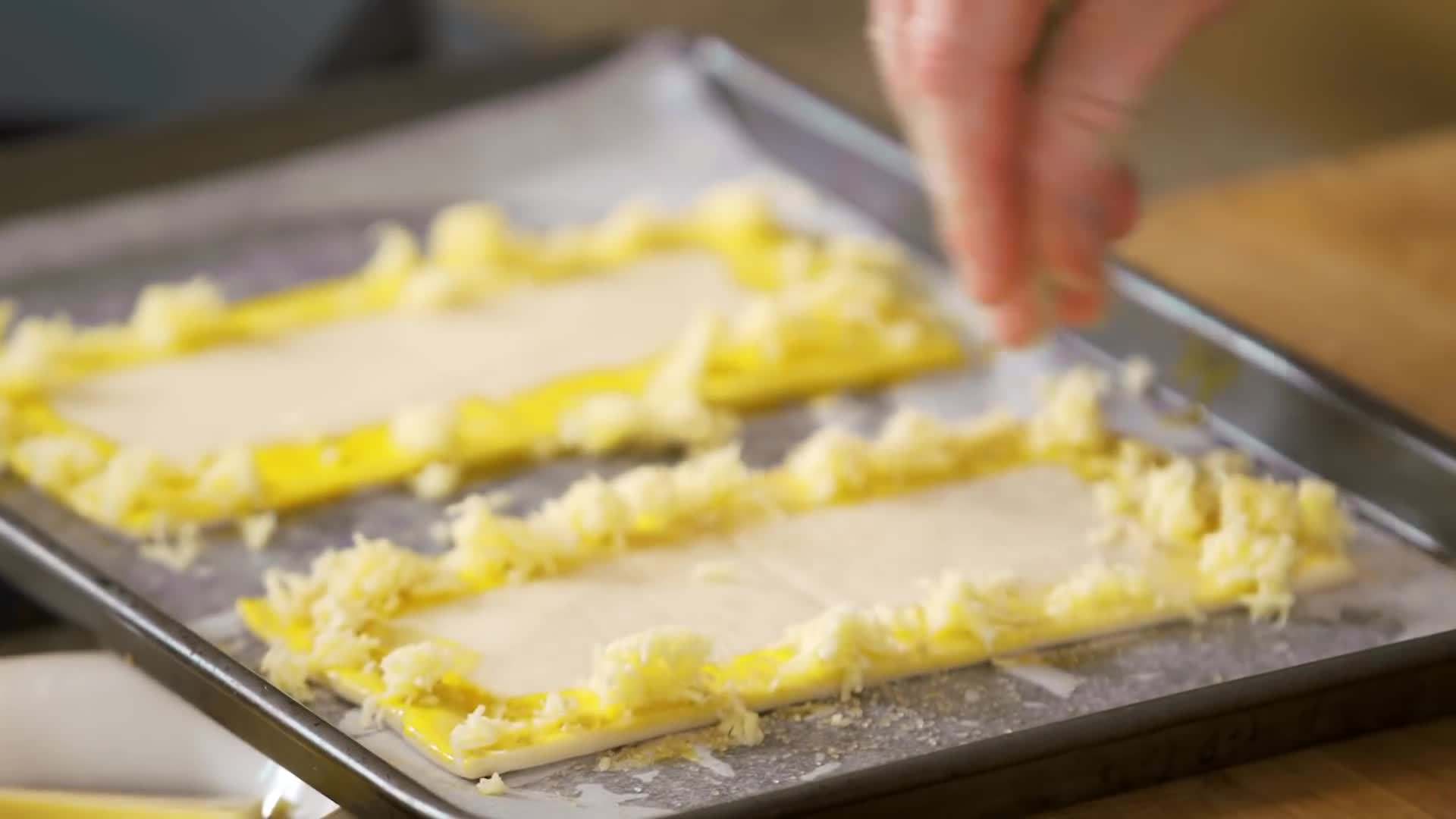 Rhubarb tart baking in the oven
