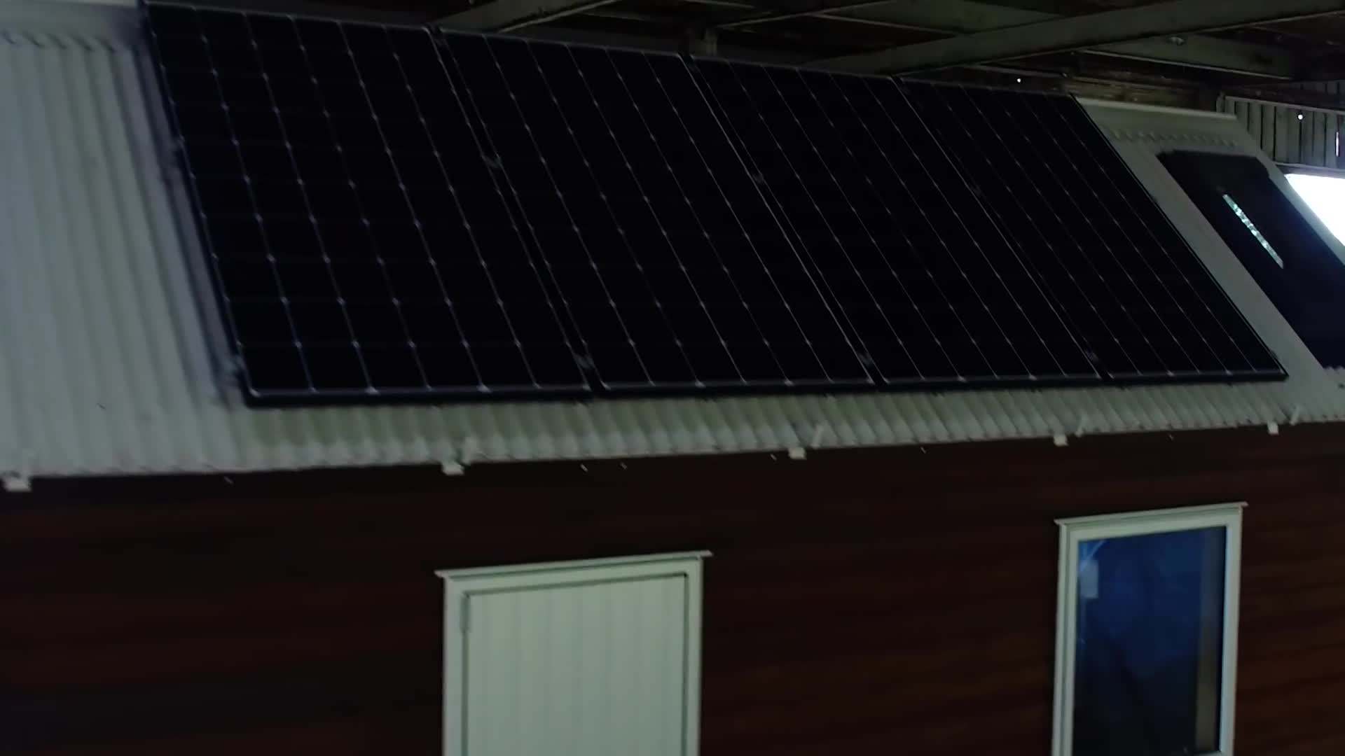 Solar panels on a tiny house roof