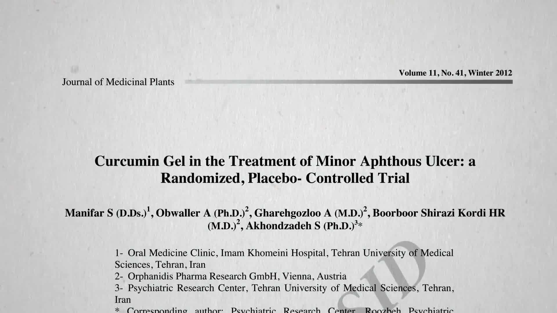 Turmeric gel can alleviate canker sore pain