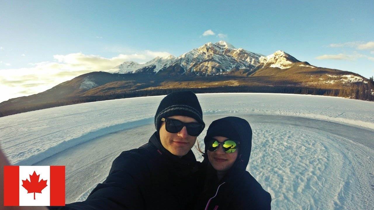 Ice Skating at Pyramid Lake Resort in Jasper, Alberta, Canada