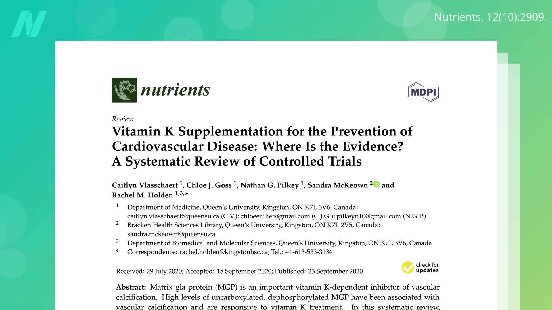 Vitamin K2 and cardiovascular health