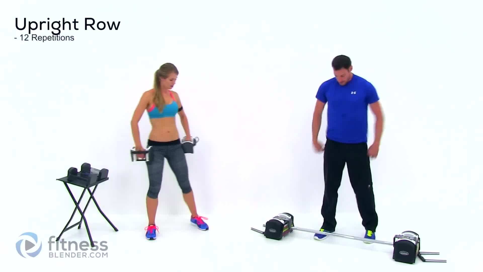 Upright row technique for shoulder and upper back muscles