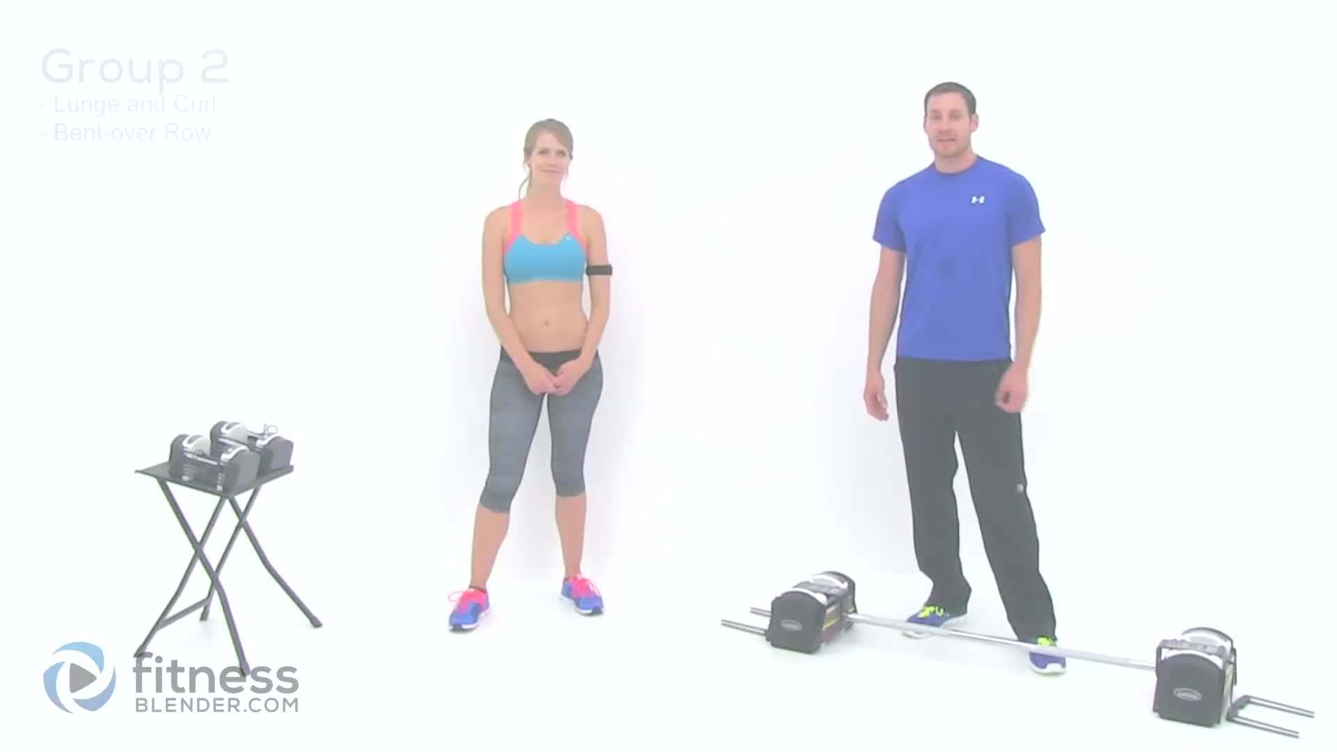 Demonstration of lunge and curl sequence