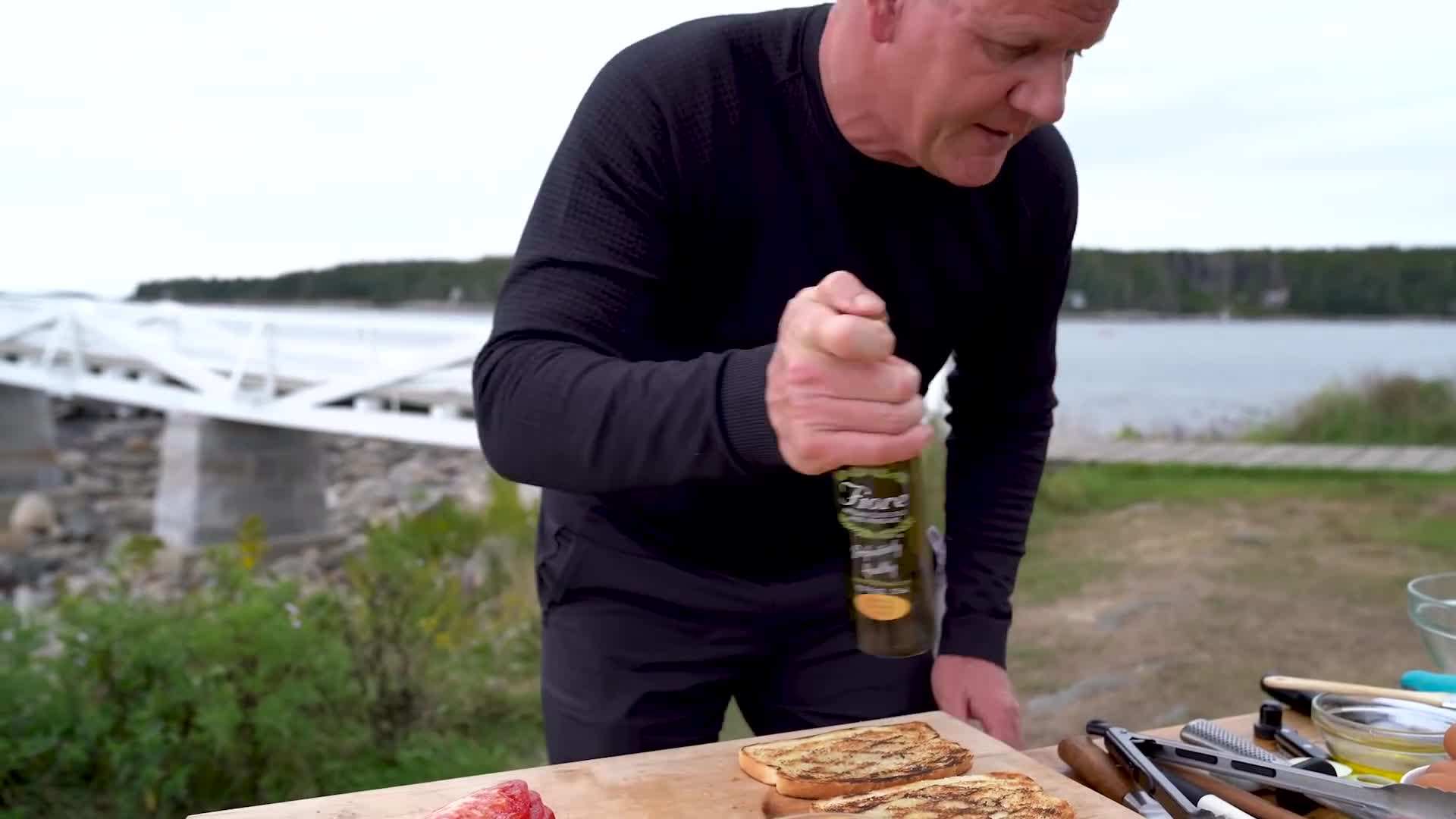 Preparation of avocado, tomatoes, and lettuce for the BLT
