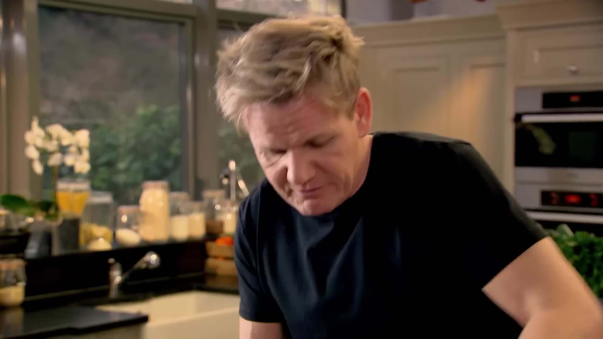 Gordon preparing the ingredients for the thrifty lunch