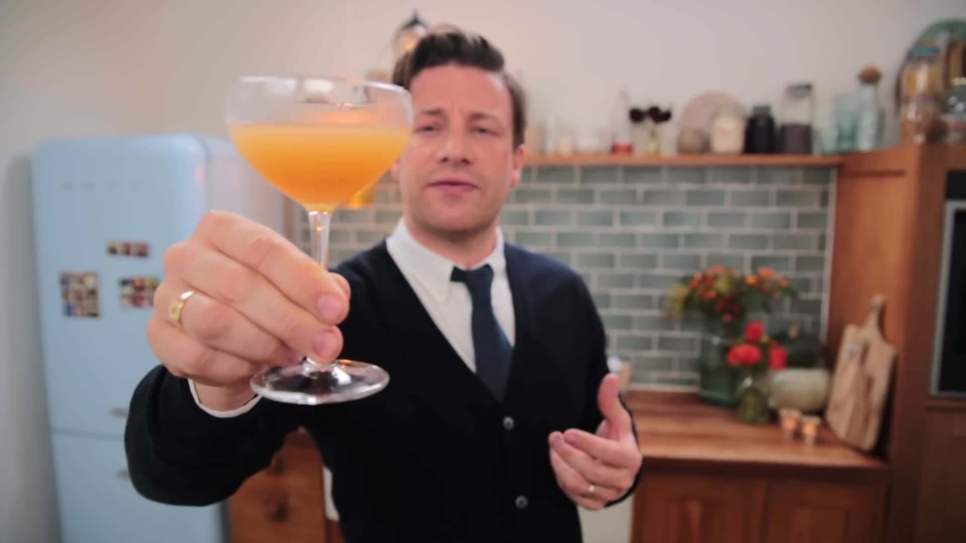 Straining the Winter Daiquiri into a Chilled Glass