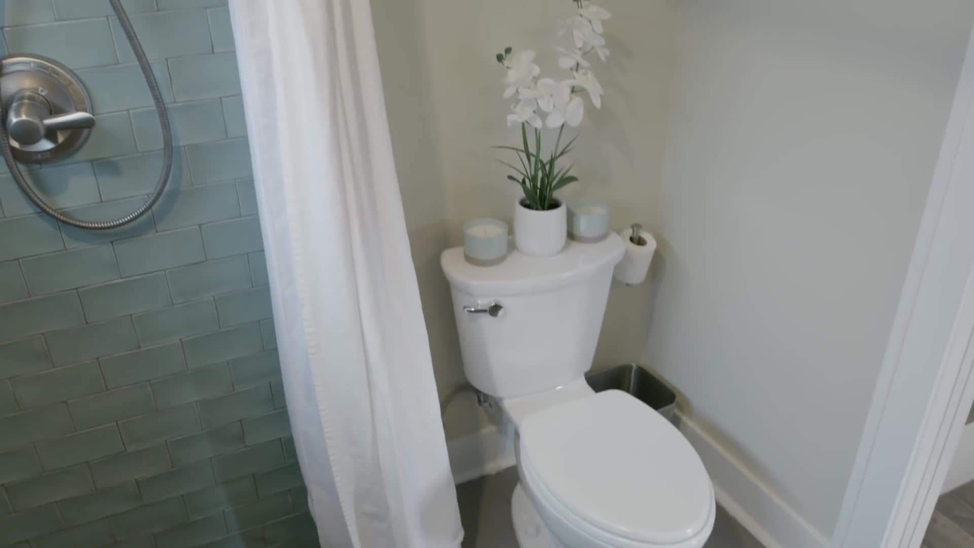 Generously Sized Shower in Tiny House Bathroom