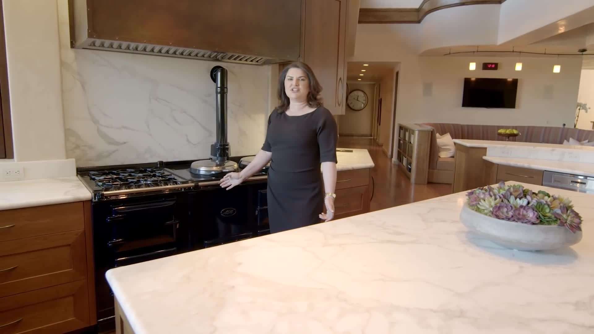 Elegant Kitchen with Calcutta Marble Countertop