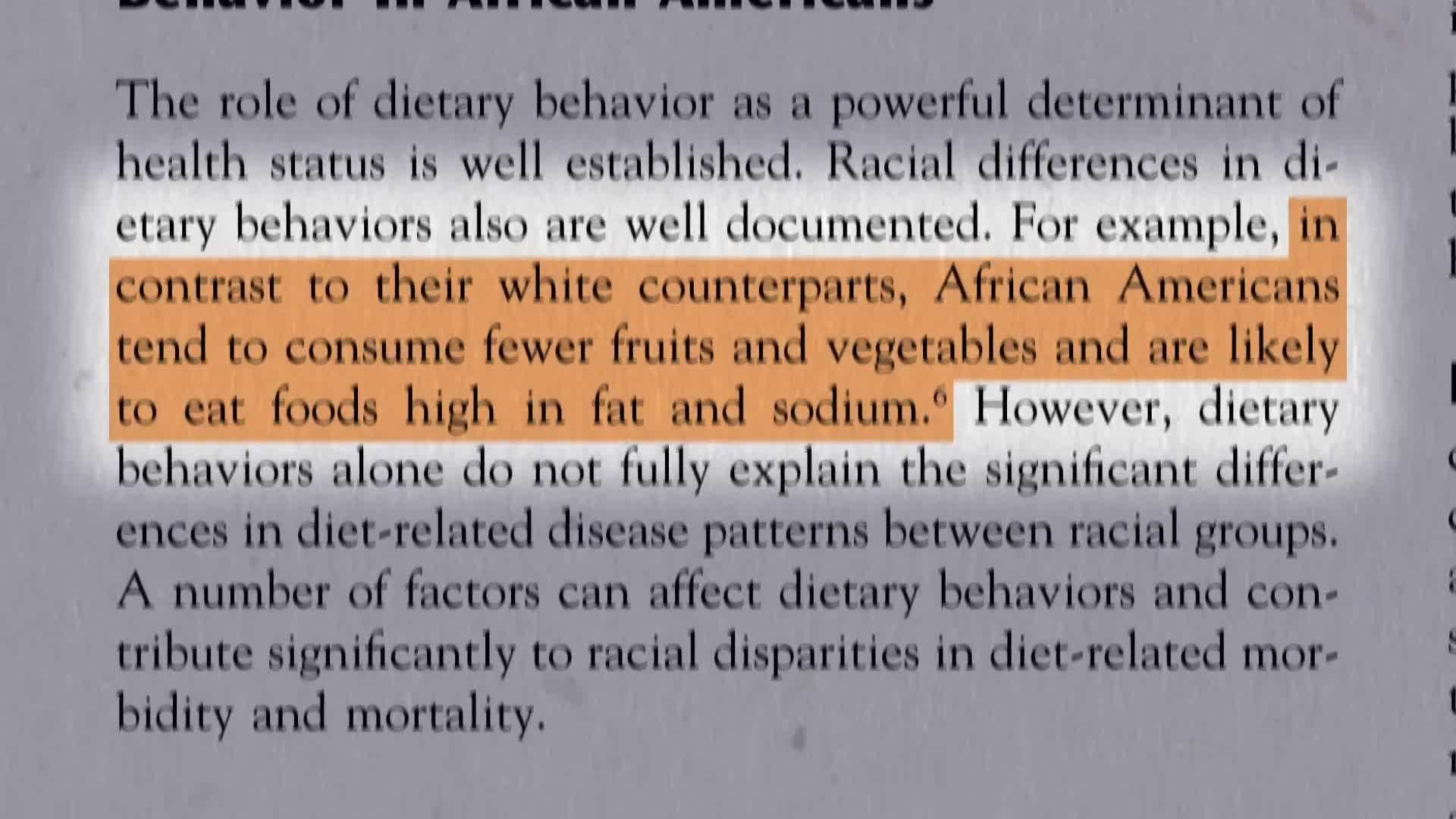 Dietary Disparities in African American Communities