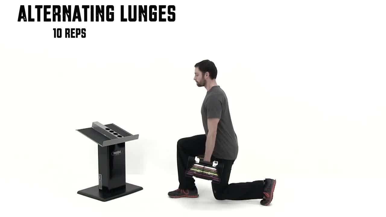 Alternating Lunges with Dumbbells
