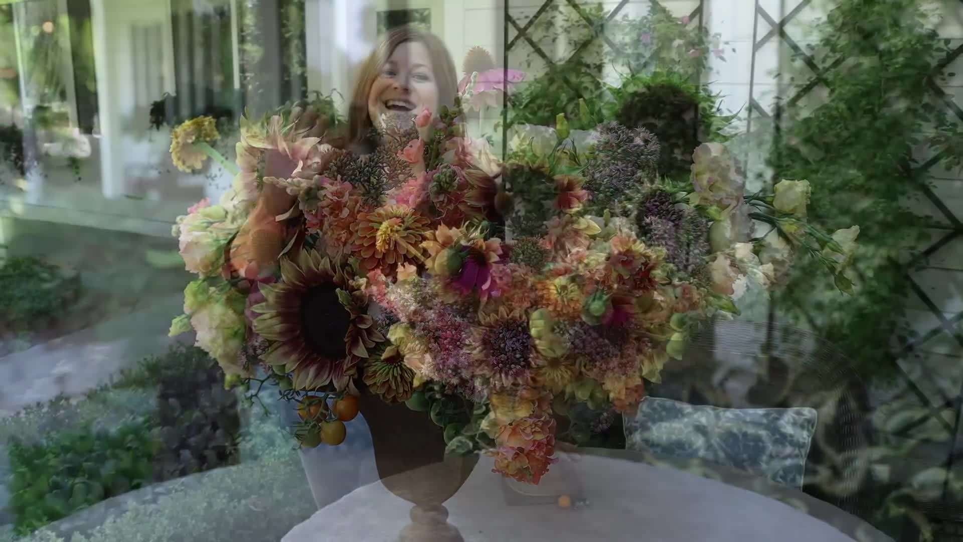 First glimpse of the cut flower garden and the flowers used in the arrangement